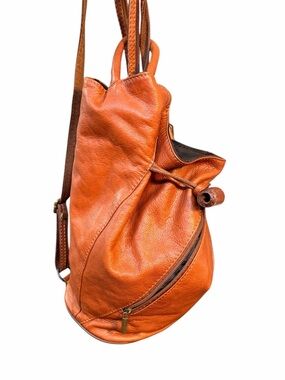 Lavora Zione Tan and Orange Leather Backpack with Teardrop Shape